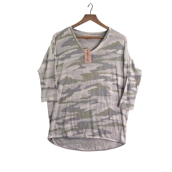 NWT Philosophy Tee Women's Medium Gray Cloud Camo Cozy V-Neck Soft Lounge Top - Picture 10 of 10